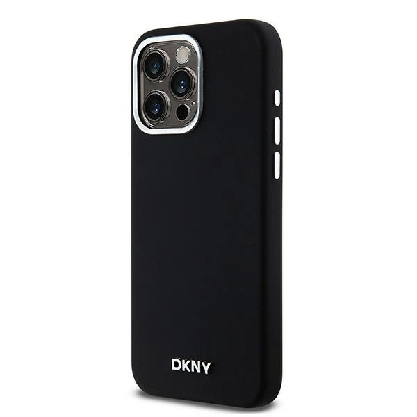 DKNY Liquid Silicone Small Metal Logo MagSafe dėklas iPhone 15 Pro Max – juodas - Image 2