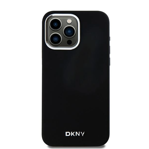 DKNY Liquid Silicone Small Metal Logo MagSafe dėklas iPhone 15 Pro Max – juodas - Image 3