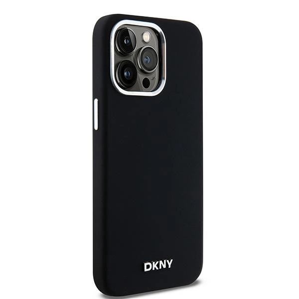 DKNY Liquid Silicone Small Metal Logo MagSafe dėklas iPhone 15 Pro Max – juodas - Image 4