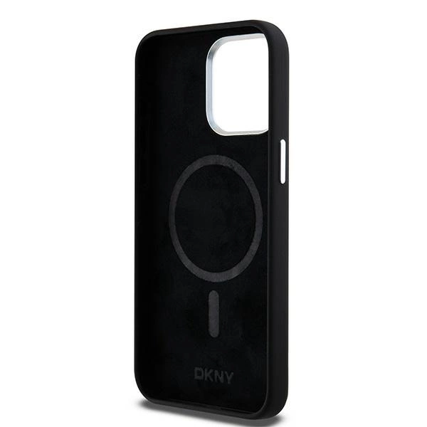 DKNY Liquid Silicone Small Metal Logo MagSafe dėklas iPhone 15 Pro Max – juodas - Image 7