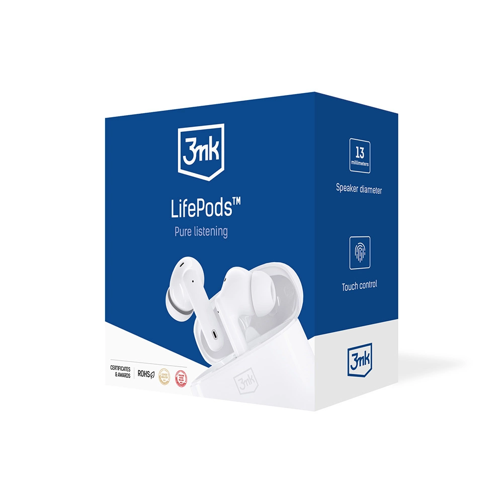 3mk LifePods ausinės į ausis, belaidės, Bluetooth 5.3 su ANC – baltos - Image 9