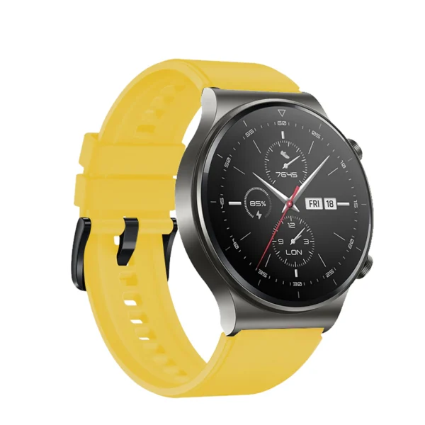 Silikoninis dirželis Huawei Watch GT 2 / 3 / 4 / 2 Pro / 3 Pro / 4 Pro / GT 2e – geltonas - Image 2