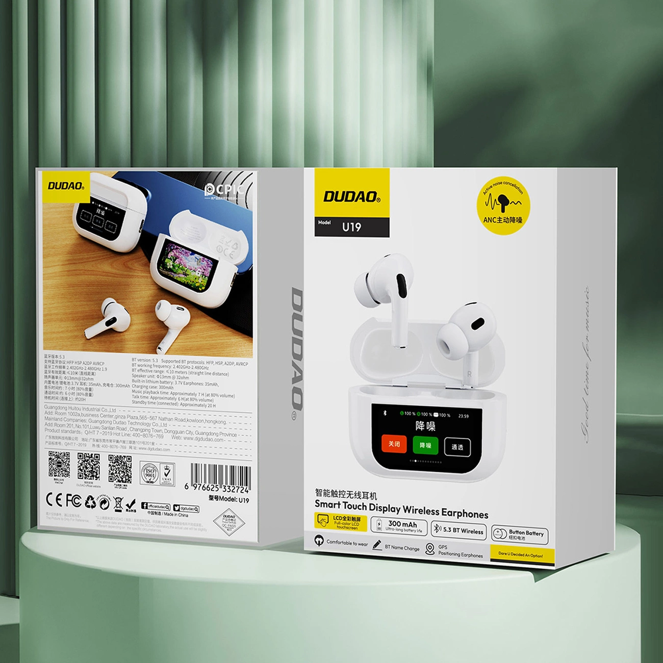 Dudao U19 ausinės į ausis TWS belaidės Bluetooth 5.3 su LED ekranu – baltos - Image 11