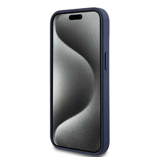 DKNY Leather Mono Stripe & Metal Logo dėklas iPhone 15 / 14 / 13 – mėlynas - Image 5