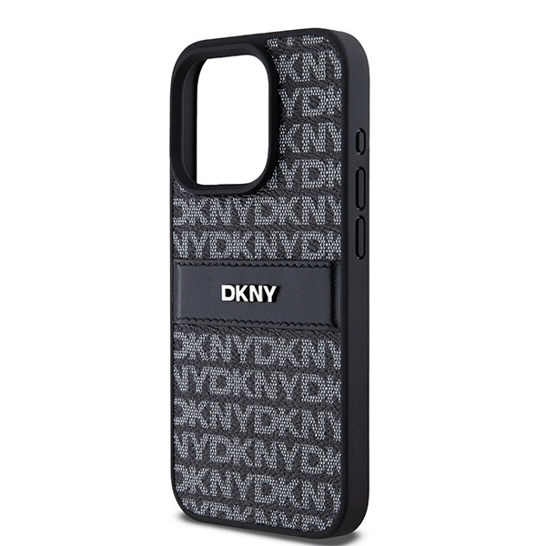DKNY Leather Mono Stripe & Metal Logo dėklas iPhone 15 Pro Max – juodas - Image 6