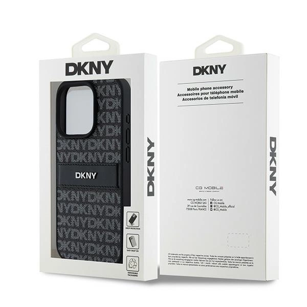DKNY Leather Mono Stripe & Metal Logo dėklas iPhone 15 Pro Max – juodas - Image 8