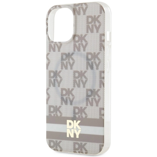 DKNY IML Checkered Mono Pattern & Printed Stripes MagSafe dėklas iPhone 15 / 14 / 13 – smėlio spalvos - Image 6