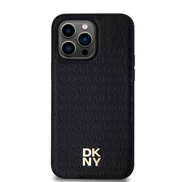 DKNY Leather Monogram Pattern Metal Logo MagSafe dėklas iPhone 14 Pro Max – juodas - Image 3
