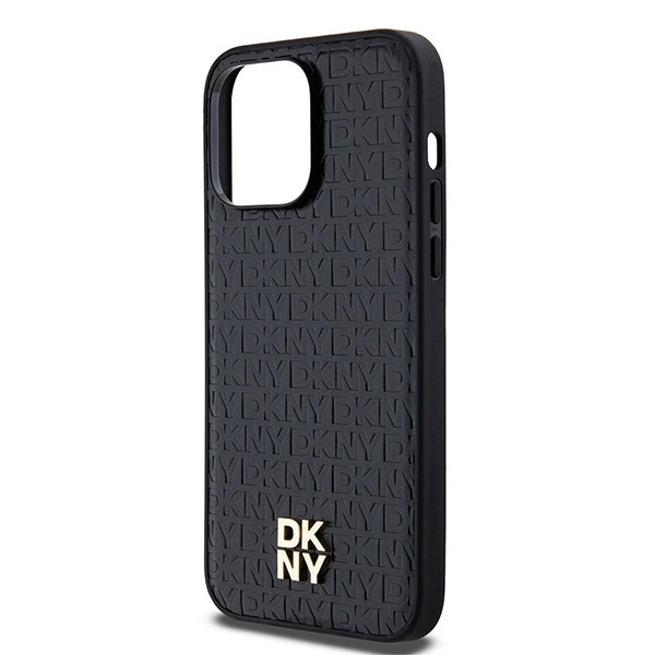 DKNY Leather Monogram Pattern Metal Logo MagSafe dėklas iPhone 14 Pro Max – juodas - Image 6