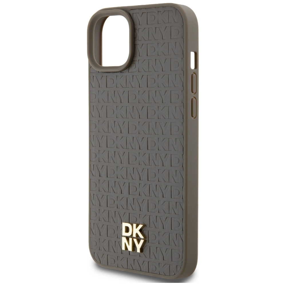 DKNY Leather Pattern Metal Logo MagSafe dėklas iPhone 15 Plus / 14 Plus – rudas - Image 6