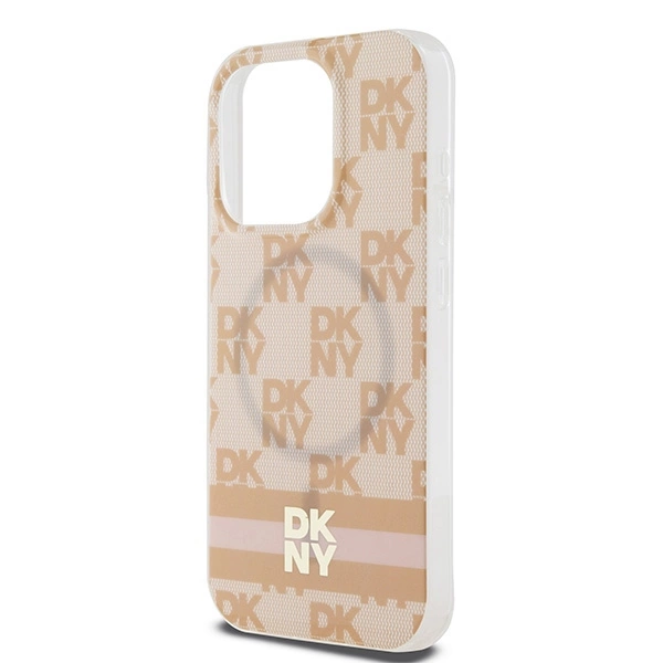 DKNY IML Checkered Mono Pattern & Printed Stripes MagSafe dėklas iPhone 15 Pro Max – rožinis - Image 6