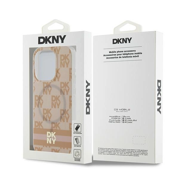 DKNY IML Checkered Mono Pattern & Printed Stripes MagSafe dėklas iPhone 15 Pro Max – rožinis - Image 8