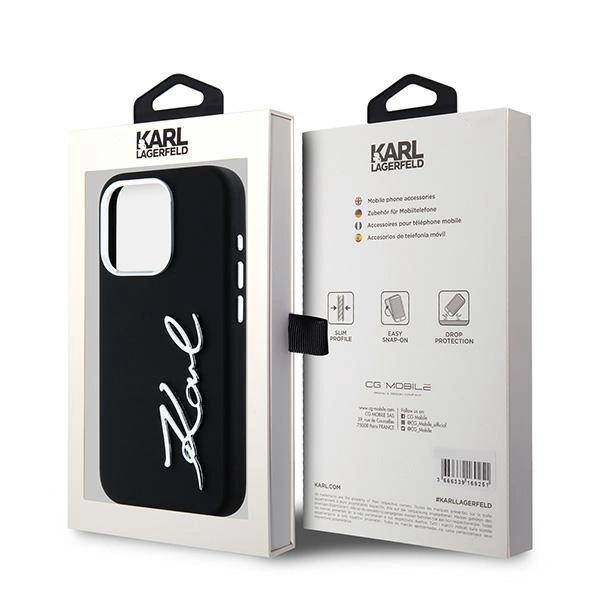 Karl Lagerfeld Silikoninis Metalinis Script logotipas dėklas iPhone 15 Pro – juodas - Image 8
