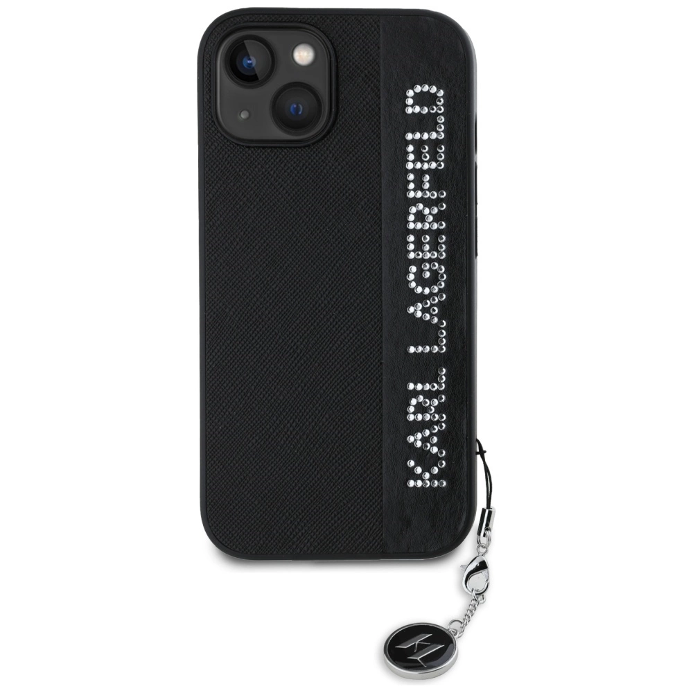 Karl Lagerfeld Saffiano blizgučiai & pakabukas dėklas iPhone 15 / 14 / 13 – juodas - Image 3