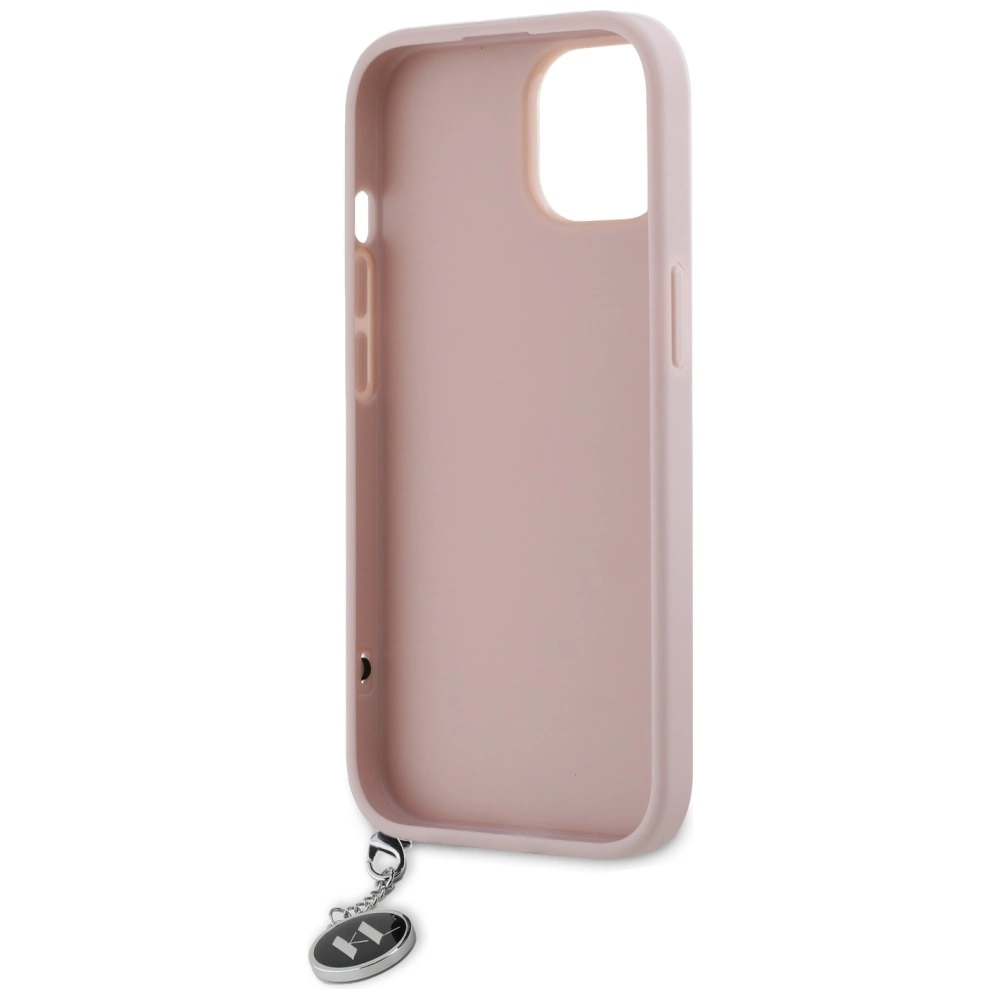 Karl Lagerfeld Saffiano blizgučiai & pakabukas dėklas iPhone 15 / 14 / 13 – rožinis - Image 7