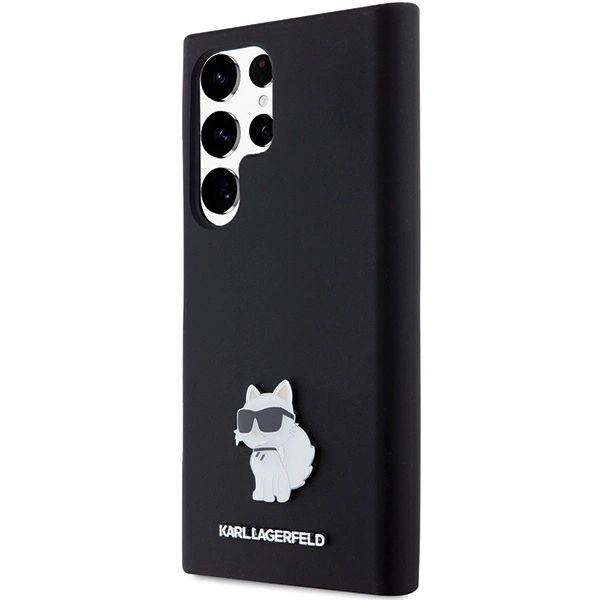 Karl Lagerfeld Silikoninis Choupette Metalinis smeigtukas dėklas Samsung Galaxy S24 Ultra – juodas - Image 2