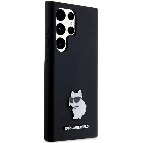 Karl Lagerfeld Silikoninis Choupette Metalinis smeigtukas dėklas Samsung Galaxy S24 Ultra – juodas - Image 4