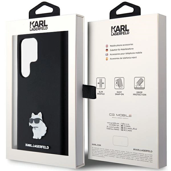 Karl Lagerfeld Silikoninis Choupette Metalinis smeigtukas dėklas Samsung Galaxy S24 Ultra – juodas - Image 8