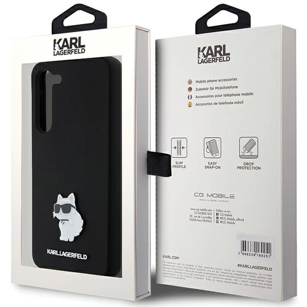 Karl Lagerfeld Silikoninis Choupette Metalinis smeigtukas dėklas Samsung Galaxy S24+ – juodas - Image 8