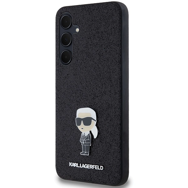 Karl Lagerfeld Fiksuotas Blizgus Ikonik logotipas Metalinis smeigtukas dėklas Samsung Galaxy A55 – juodas - Image 2