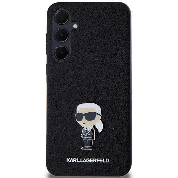 Karl Lagerfeld Fiksuotas Blizgus Ikonik logotipas Metalinis smeigtukas dėklas Samsung Galaxy A55 – juodas - Image 3