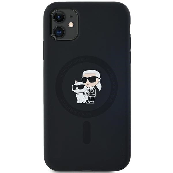 Karl Lagerfeld Silikoninis Karl & Choupette MagSafe dėklas iPhone 11 / Xr – juodas - Image 3