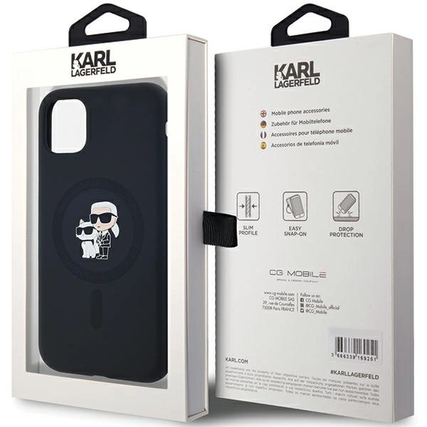 Karl Lagerfeld Silikoninis Karl & Choupette MagSafe dėklas iPhone 11 / Xr – juodas - Image 8