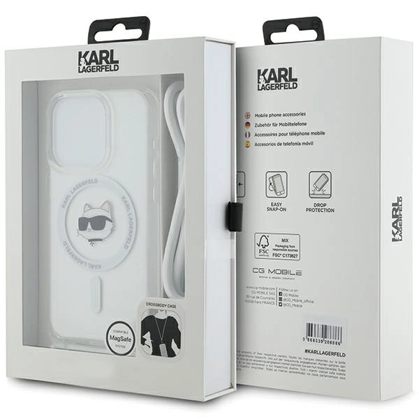 Karl Lagerfeld IML Choupette Head & laidelis MagSafe dėklas iPhone 14 Pro – skaidrus - Image 7