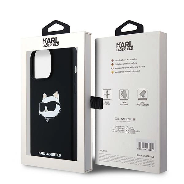 Karl Lagerfeld Silikoninis Choupette Head MagSafe dėklas iPhone 15 Pro – juodas - Image 8