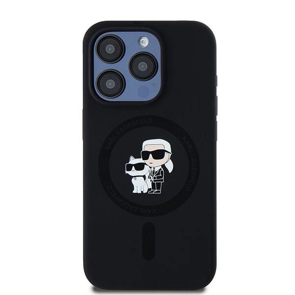 Karl Lagerfeld Silikoninis Karl & Choupette MagSafe dėklas iPhone 15 Pro – juodas - Image 3