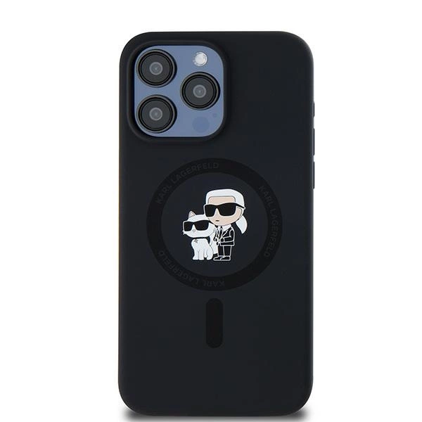 Karl Lagerfeld Silikoninis Karl & Choupette žiedas MagSafe dėklas iPhone 15 Pro Max – juodas - Image 3