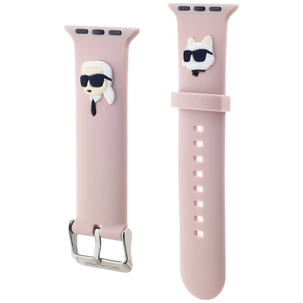 Karl Lagerfeld 3D guminė Karl & Choupette galvos apyrankė Apple Watch 42/44/45/49mm – rožinė - Image 3