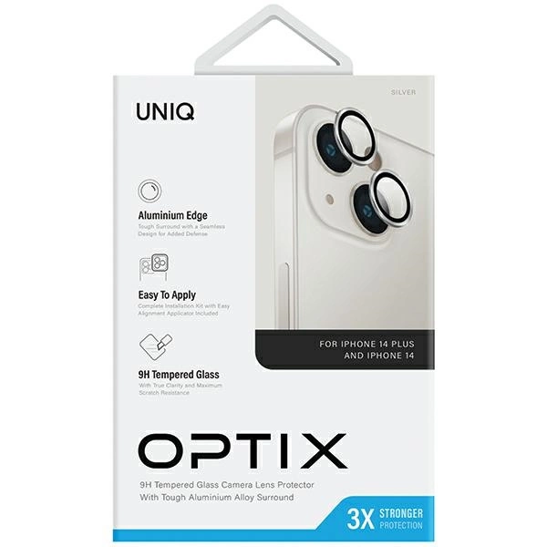 Uniq Optix Aliuminio kameros objektyvo apsauginis dėklas iPhone 14 / 14 Plus su aplikatoriumi – sidabrinis - Image 3