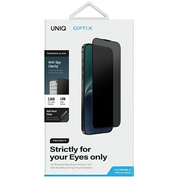 Uniq Optix Privatumo grūdintas stiklas iPhone 15 Pro su aplikatoriumi - Image 6