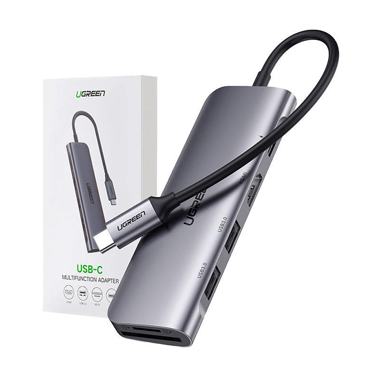 Ugreen CM195 6in1 adapteris USB-C – HDMI / 2x USB-A 3.0 / USB-C PD / SD / TF skaitytuvas – pilkas - Image 10