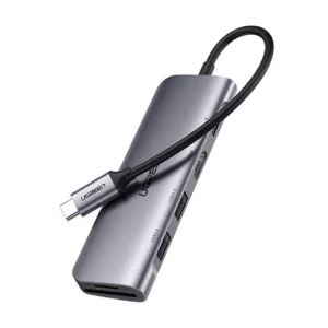 Ugreen CM195 6in1 adapter USB-C - HDMI / 2x USB-A 3.0 / USB-C PD / SD / TF reader - gray