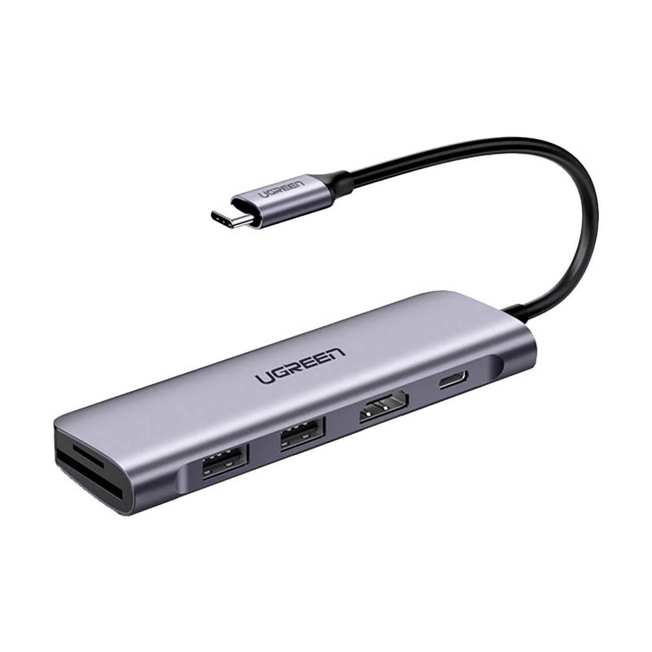 Ugreen CM195 6in1 adapteris USB-C – HDMI / 2x USB-A 3.0 / USB-C PD / SD / TF skaitytuvas – pilkas - Image 9