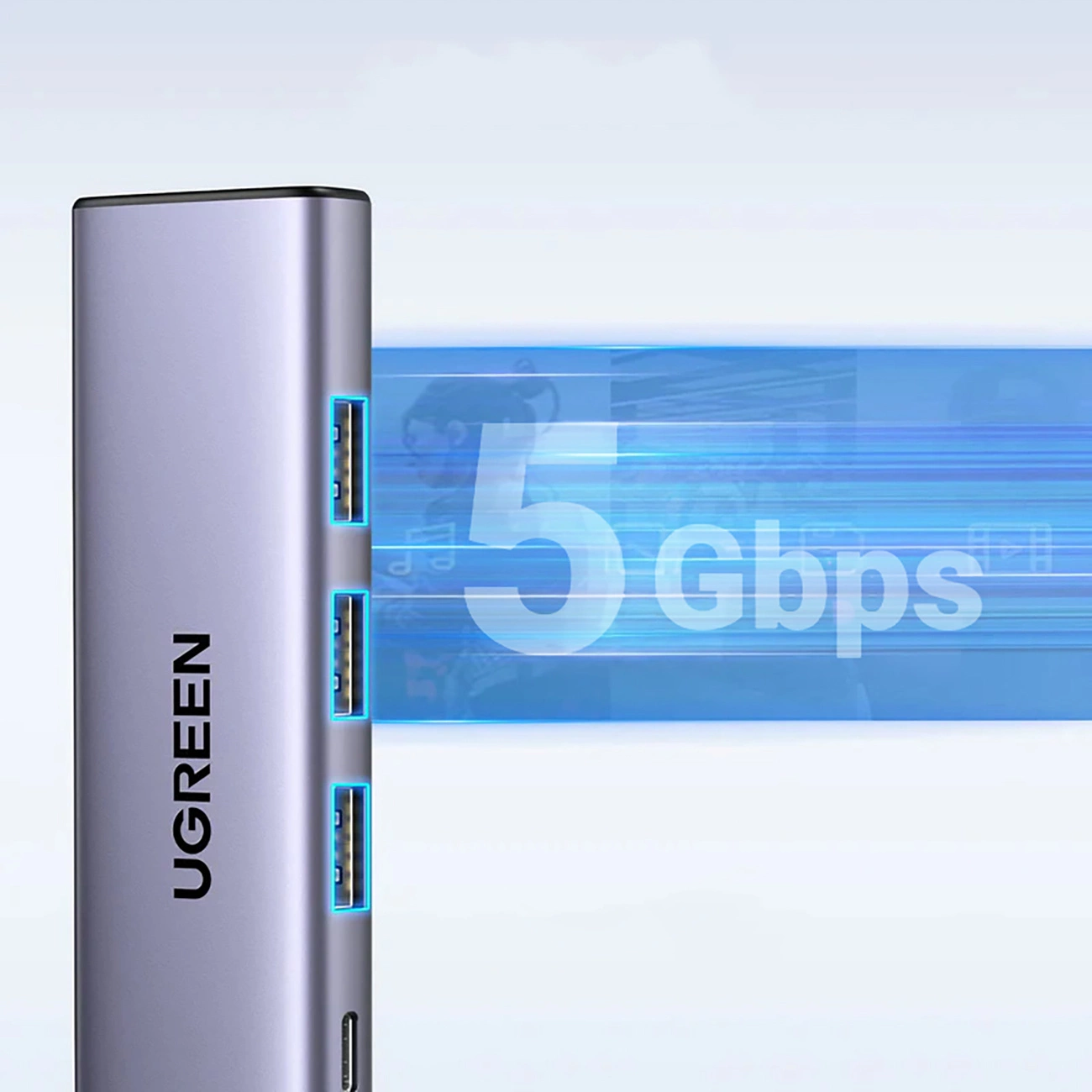HUB Ugreen CM511 15597 5-1 USB-C - USB-C PD / HDMI / 3x USB-A 3.0 - pilkas - Image 4