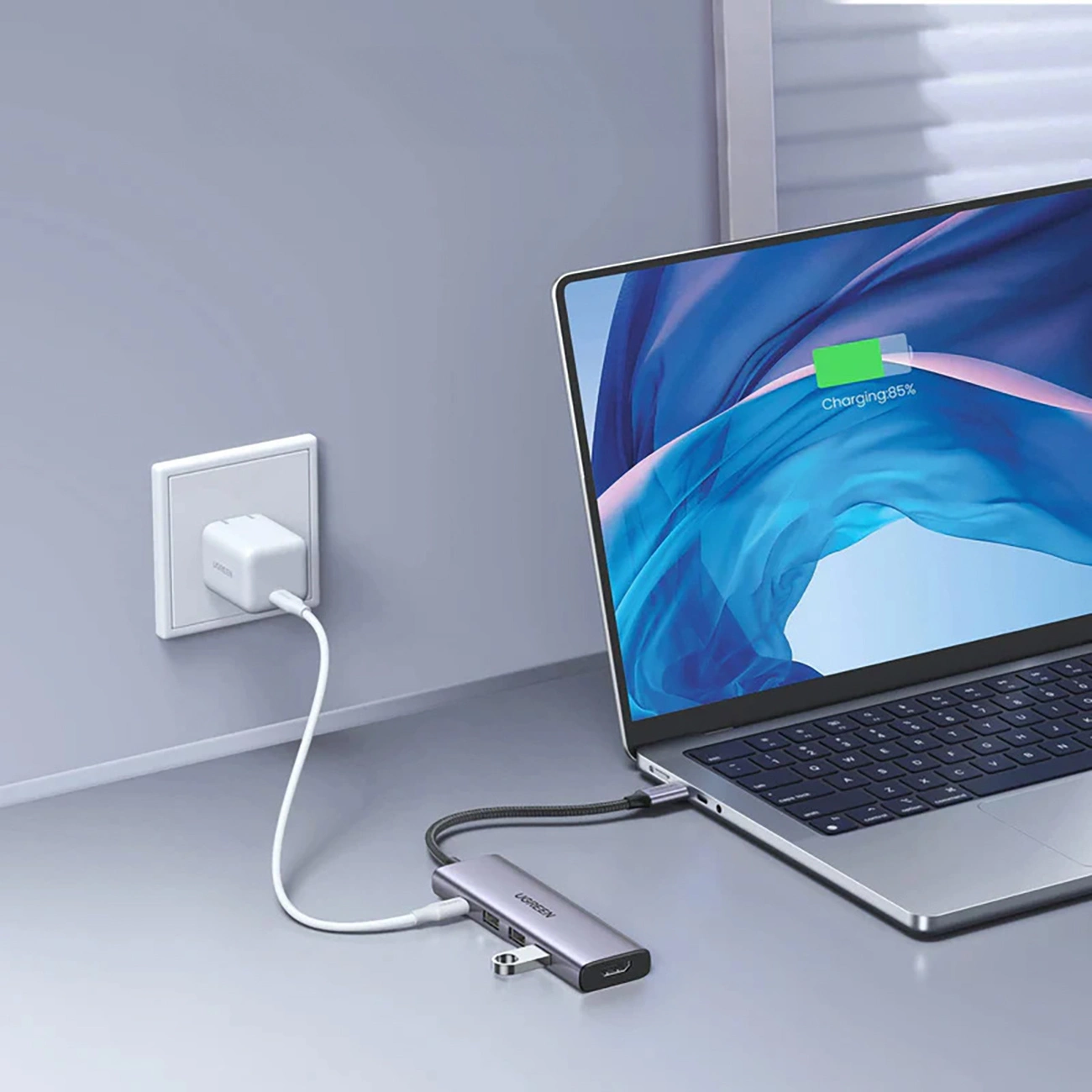 HUB Ugreen CM511 15597 5-1 USB-C - USB-C PD / HDMI / 3x USB-A 3.0 - pilkas - Image 8