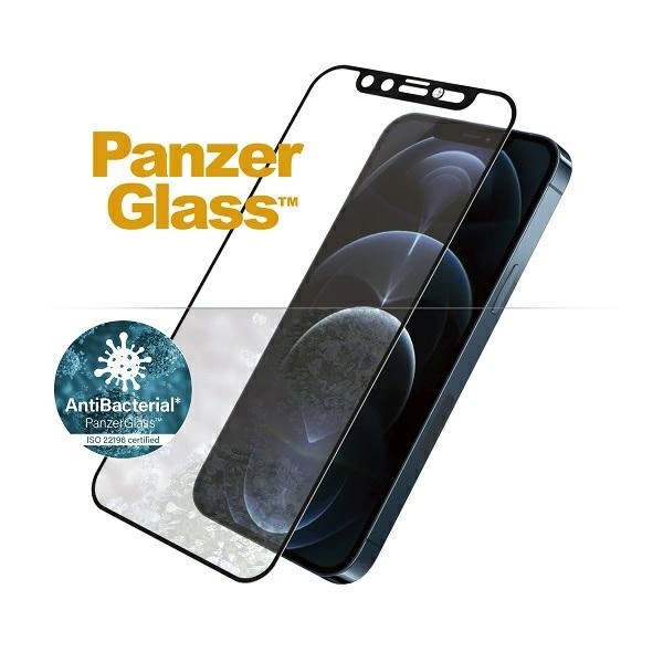 PanzerGlass E2E Microfracture antibakterinis stiklas su Swarovsky kristalų kameros dangteliu iPhone 12 Pro Max – su juodu rėmeliu - Image 2