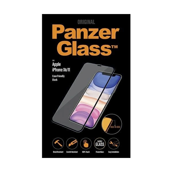 PanzerGlass E2E Super+ grūdintas stiklas, skirtas iPhone XR / 11 – su juodu rėmeliu - Image 4