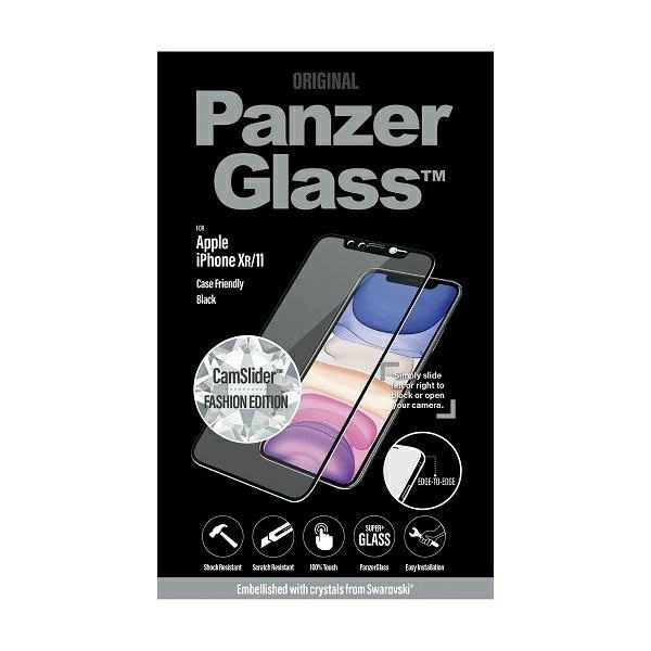 PanzerGlass E2E Super+ grūdintas stiklas su kameros dangteliu ir Swarovsky kristalu, skirtas iPhone XR / 11 – su juodu rėmeliu - Image 3
