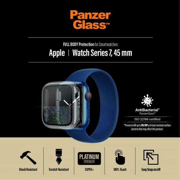 PanzerGlass Full Body dėklas, skirtas Apple Watch 7/8 45mm – permatomas - Image 6