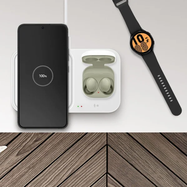 Samsung Wireless Charger Duo EP-P5400TWEGEU indukcinis įkroviklis 15W – baltas + tinklo įkroviklis + laidas - Image 12