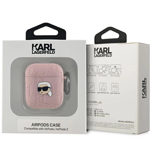 Karl Lagerfeld Monogram Karl galvos dėklas AirPods 1 / 2 – rožinis - Image 3