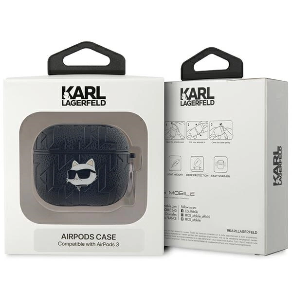 Karl Lagerfeld Monogram Choupette galvos dėklas AirPods 3 – juodas - Image 3