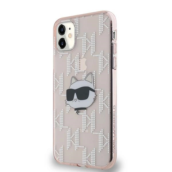 Karl Lagerfeld IML Choupette Head & Monogram dėklas skirtas iPhone 11 / Xr – rožinis - Image 2