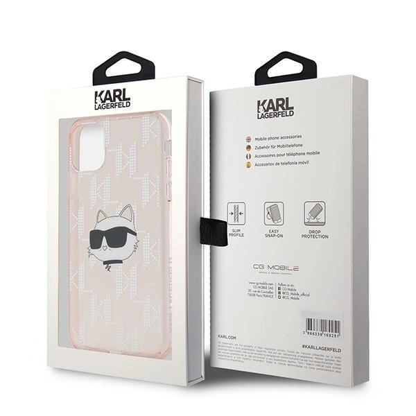 Karl Lagerfeld IML Choupette Head & Monogram dėklas skirtas iPhone 11 / Xr – rožinis - Image 8