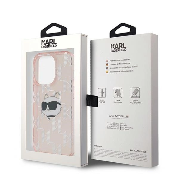 Karl Lagerfeld IML Choupette Head & Monogram dėklas skirtas iPhone 14 Pro Max – rožinis - Image 8