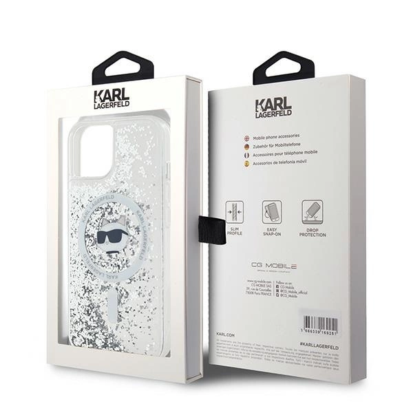 Karl Lagerfeld Liquid Glitter Choupette Head MagSafe dėklas skirtas iPhone 14 / 15 / 13 – permatomas - Image 8
